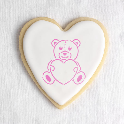 Heart Teddy Bear Cookie Stencil