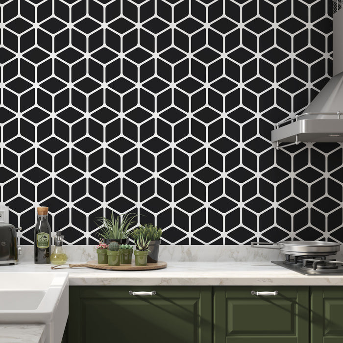Hexagon Illusion Pattern Wall Stencil