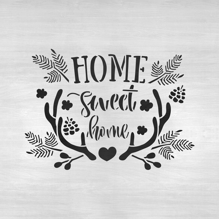 Home Sweet Home Antler Heart Stencil