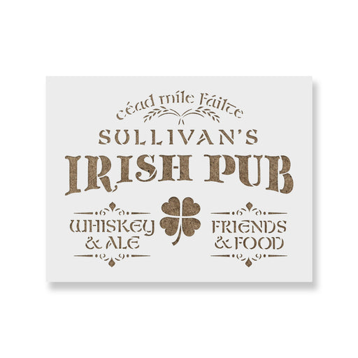 Irish Pub Whiskey Ale Friends Food Sign Stencil