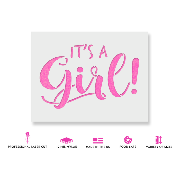 Its A Girl New Baby Stencil