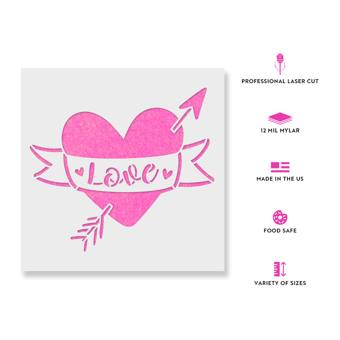 Love Arrow Valentines Heart Stencil
