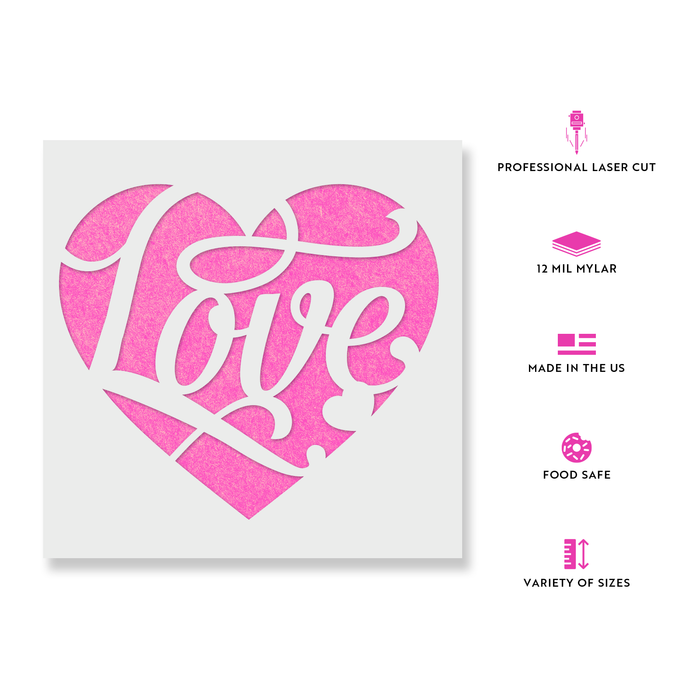 9 Pieces Valentine's Day Heart Stencils Reusable Love Heart