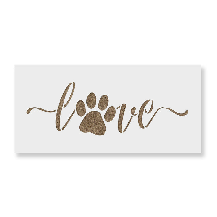 Love Paw Print Script Stencil