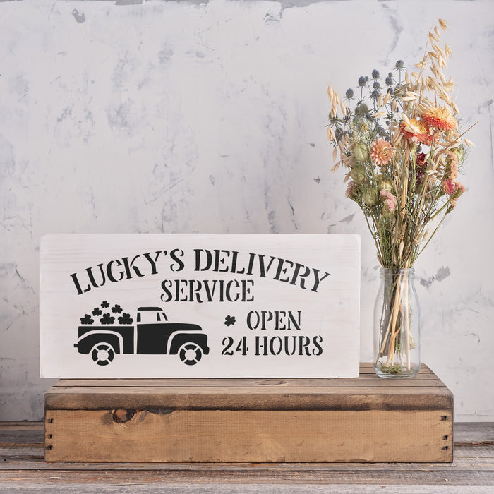 Lucky's Delivery Irish Shamrocks Sign Stencil