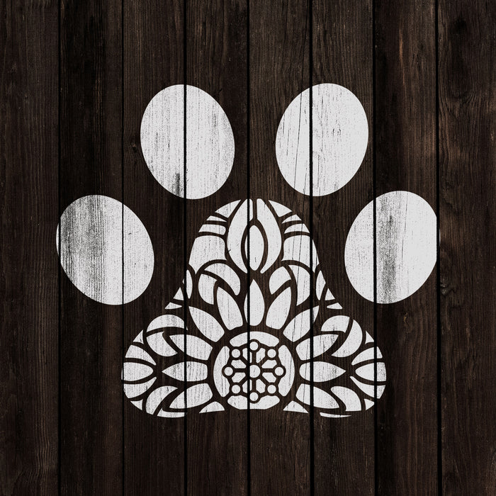 Mandala Dog Paw Print Stencil