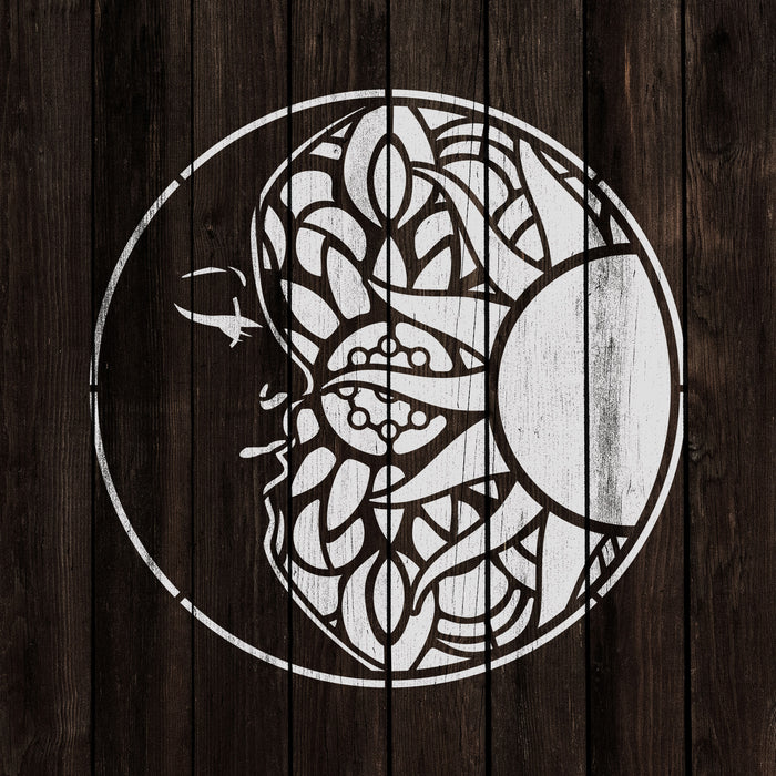 Mandala Sun and Moon Stencil