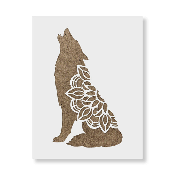 Mandala Wolf Stencil
