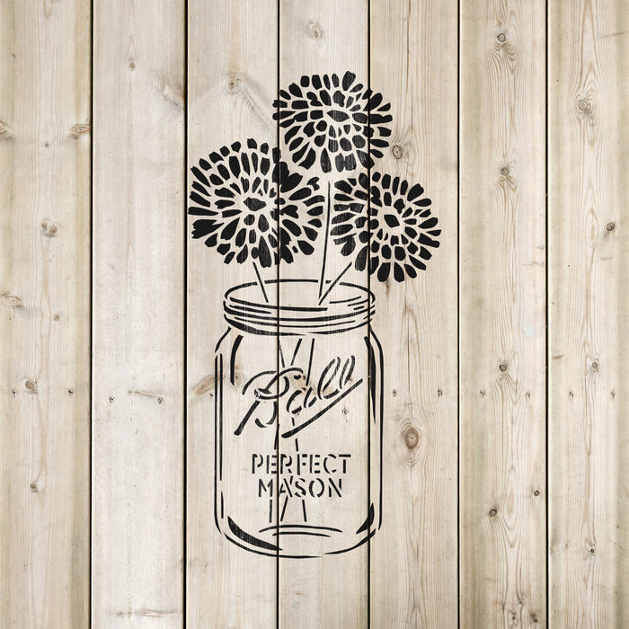 Mason Jar Floral Stencil