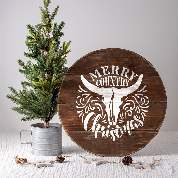 Merry Country Christmas Stencil