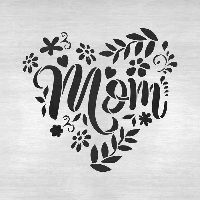Mom Heart Mothers Day Stencil