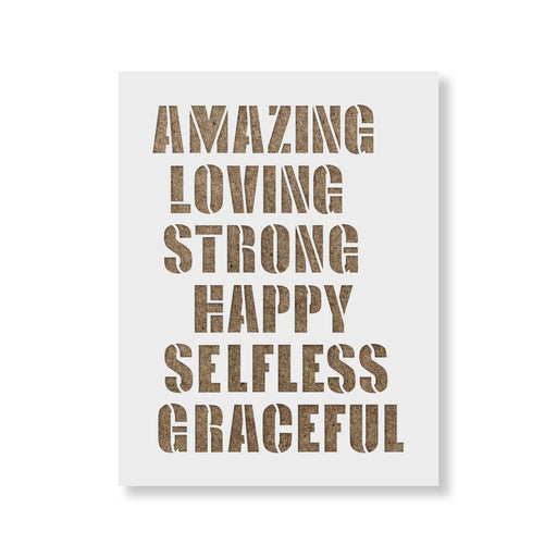Mothers Day Amazing Love Strong Word Puzzle Stencil