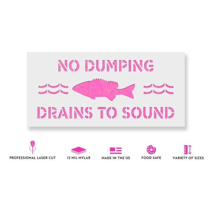 No Dumping Drains to Sound Stencil