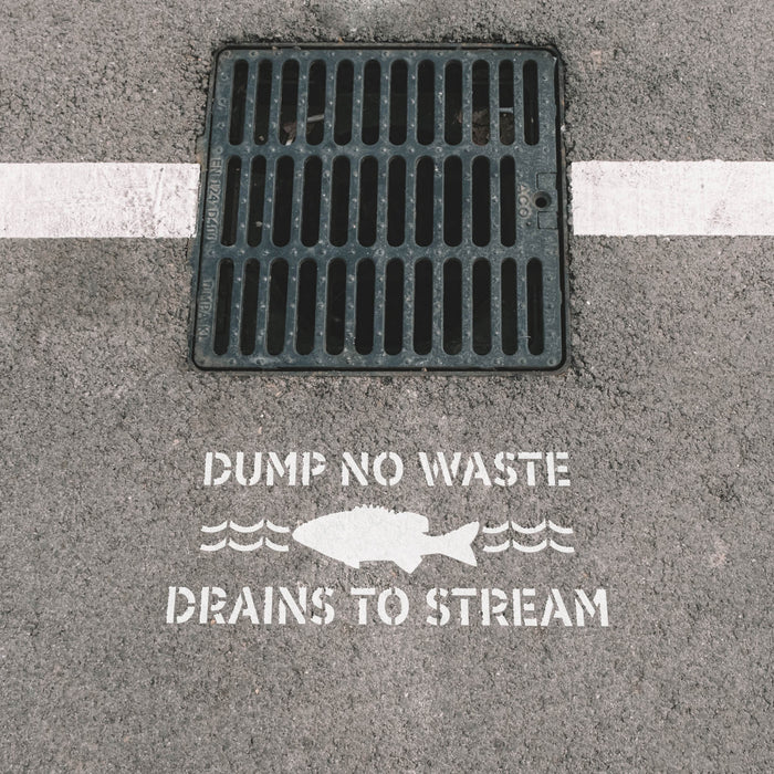 No Dumping Drains to Stream Stencil