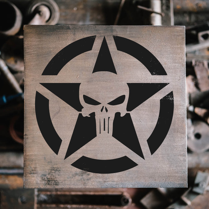 Punisher Skull Star Stencil