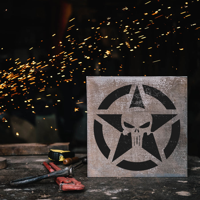 Punisher Skull Star Stencil