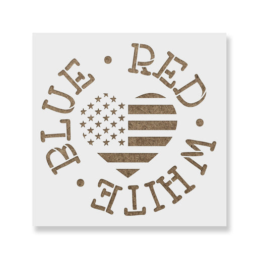 Red White And Blue American Flag Heart Stencil