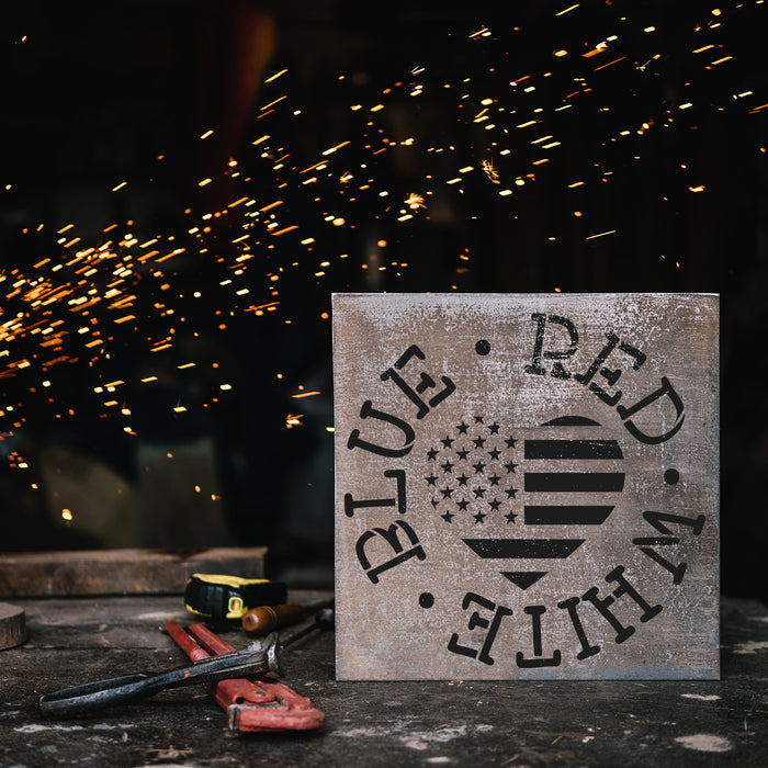 Red White And Blue American Flag Heart Stencil