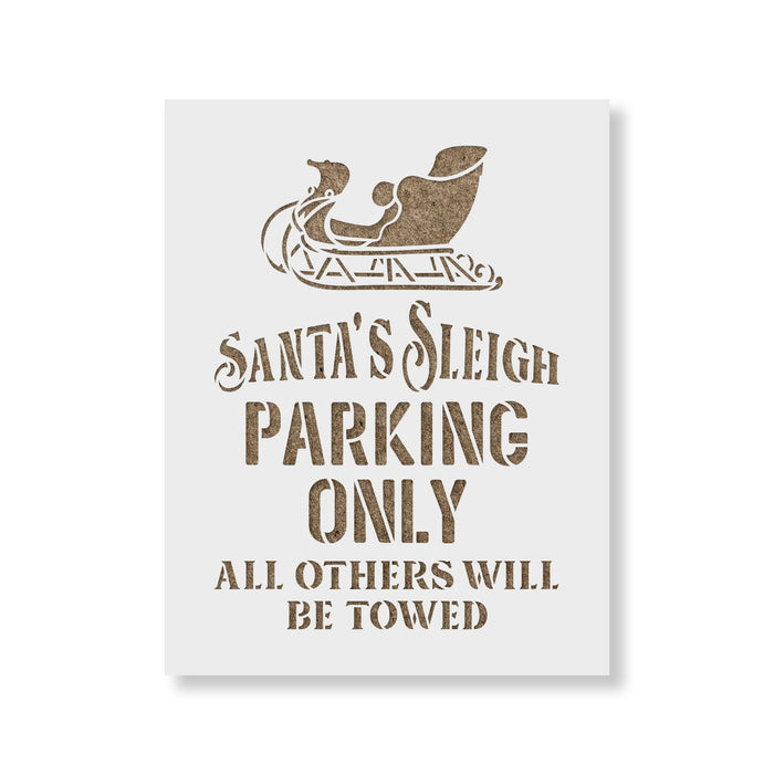 Santas Sleigh Parking Christmas Sign Stencil