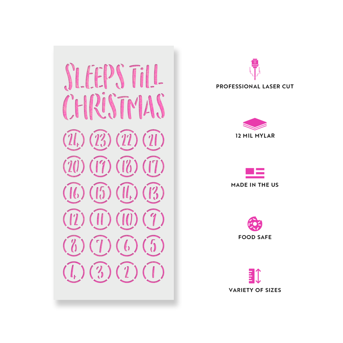Sleeps Till Christmas Circles Stencil