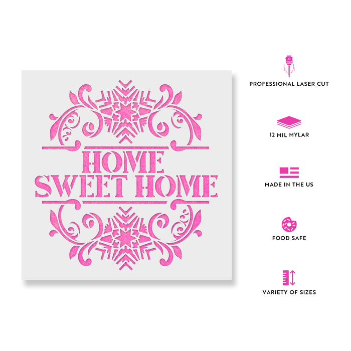 Snowflake Home Sweet Home Wall Sign Stencil