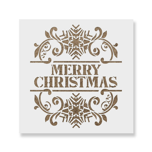 Snowflake Merry Christmas Wall Sign Stencil