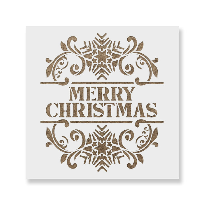 Snowflake Merry Christmas Wall Sign Stencil