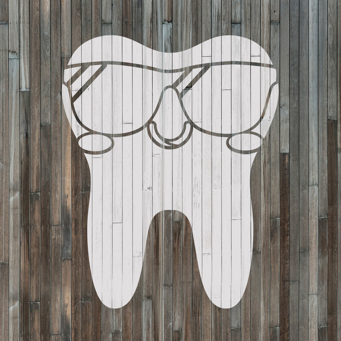 Tooth with Sunglasses Stencil