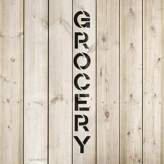 Vertical Sign Grocery Stencil