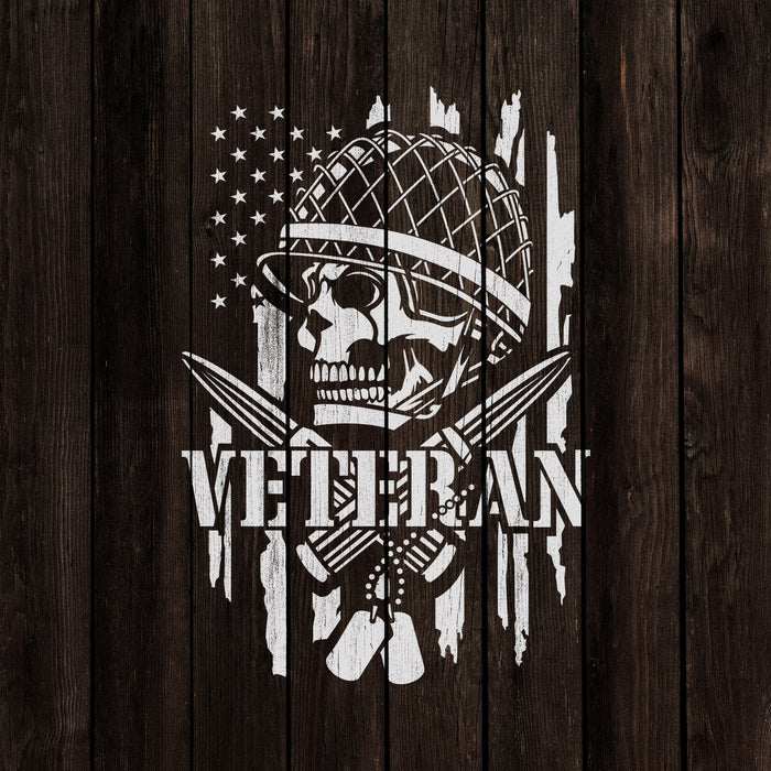 Veteran Skull American Flag Stencil
