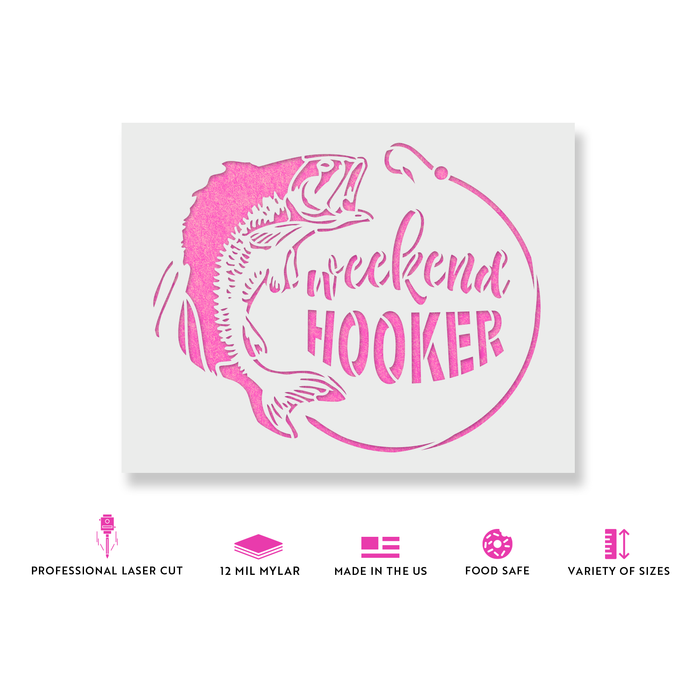 Weekend Hooker Bass Fishing Stencil
