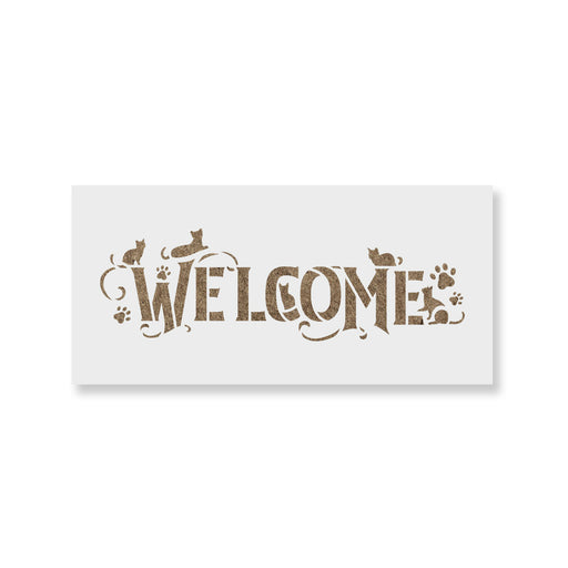 Welcome Cat Sign Stencil