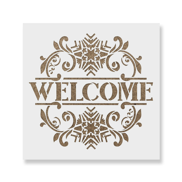 Welcome Snowflake Wall SIgn Stencil