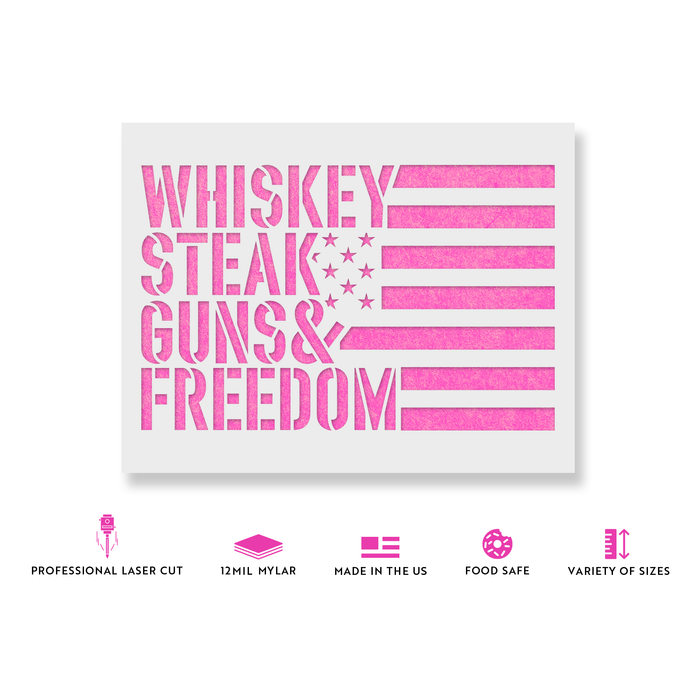 Whiskey Steak Guns American Flag Stencil
