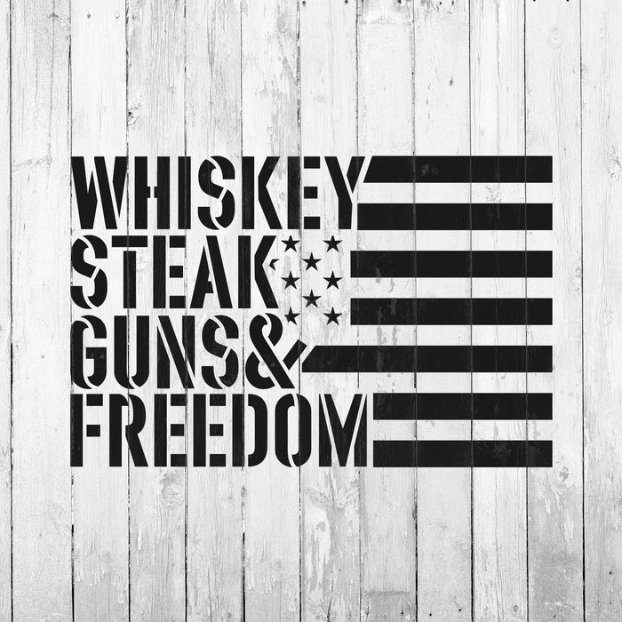 Whiskey Steak Guns American Flag Stencil
